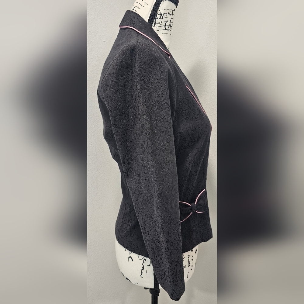My Michelle Women's Junior Black Blazer Pink Trim Size 5/6 Career Office Jacket - Picture 8 of 15